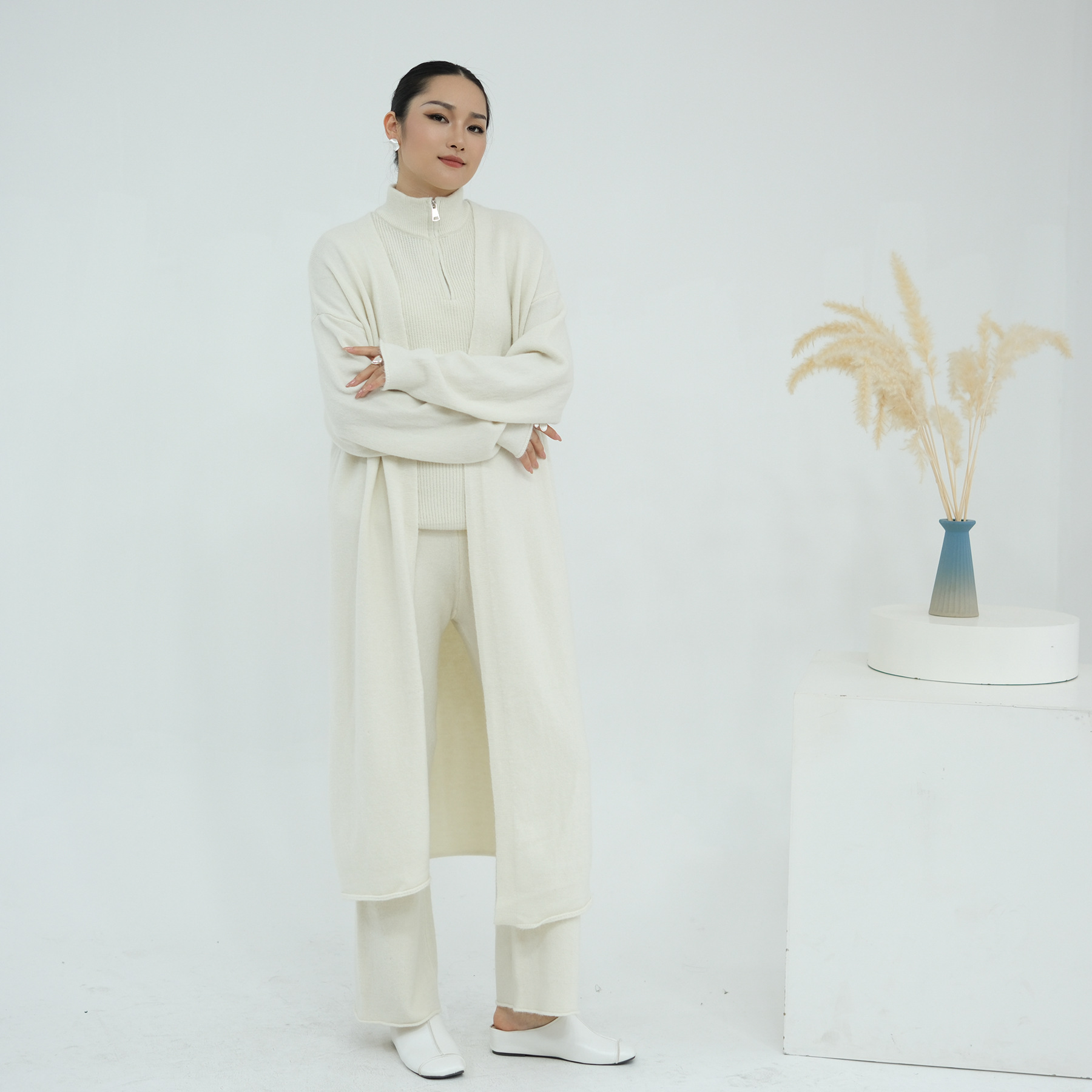 Winter Clothing Dubai - 3PCS Women Muslim Sweater Sets Tops