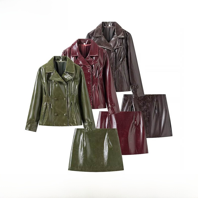 Fashionable Bright Leather Jac - Warm Winter Clothing review and price